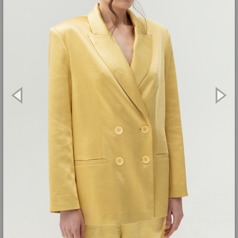 Lena Gold Double Breasted Satin Evening Jacket Blazer Size Medium - Picture 3 of 13